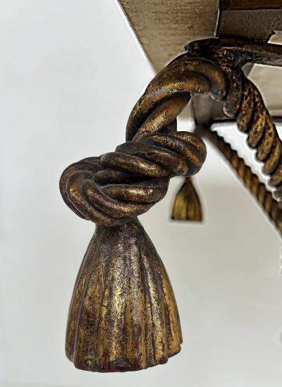 Niccolini Regency Niccolini Gilt Iron Rope Tassel Marble Top Side Table Italy