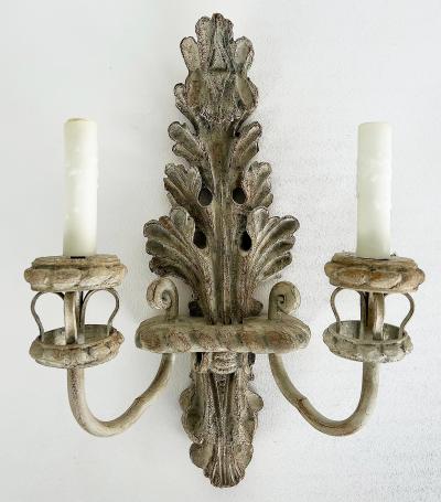  Niermann Weeks Nierman Weeks Faux Wood Acanthus Leaf Scones for Luminaire 2 Pairs Available