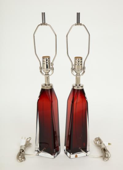  Nils Landberg Nils Landberg Orrefors Ruby Red Crystal Lamps
