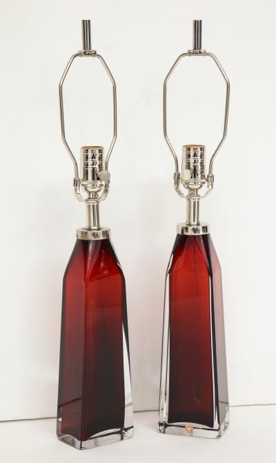  Nils Landberg Nils Landberg Orrefors Ruby Red Crystal Lamps