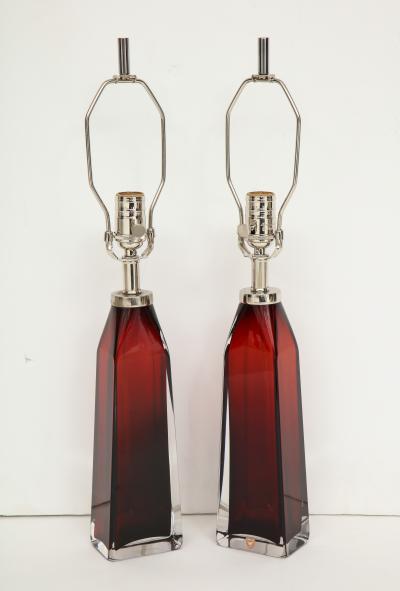  Nils Landberg Nils Landberg Orrefors Ruby Red Crystal Lamps