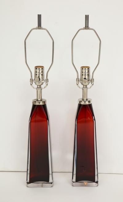  Nils Landberg Nils Landberg Orrefors Ruby Red Crystal Lamps