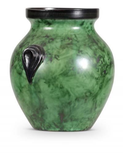  Nittsjo Art Deco Vase with Verdigris Glaze by Nittsjo