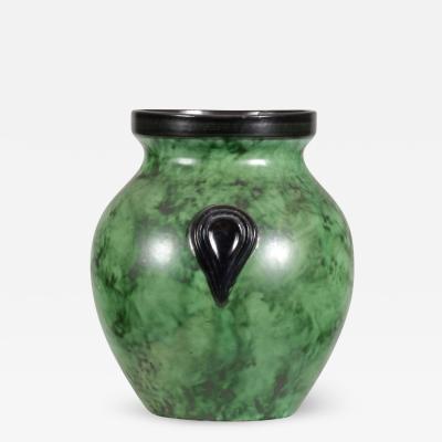  Nittsjo Art Deco Vase with Verdigris Glaze by Nittsjo