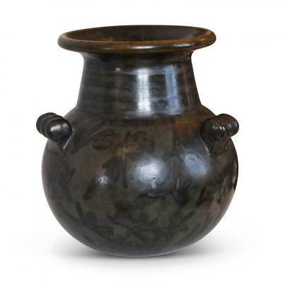  Nittsjo Black Luster Art Deco Vase by Nittsjo