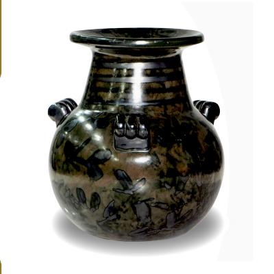  Nittsjo Pair of Art Deco Vases in Black Luster Glaze by Erik Mornils for Nittsjo