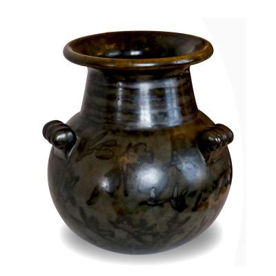  Nittsjo Pair of Art Deco Vases in Black Luster Glaze by Erik Mornils for Nittsjo