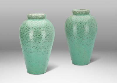  Nittsjo Pair of Monumentally Scaled Vases in Celadon by Jerk Werkmaster for Nittsjo