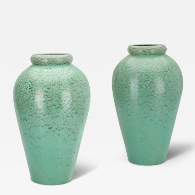  Nittsjo Pair of Monumentally Scaled Vases in Celadon by Jerk Werkmaster for Nittsjo