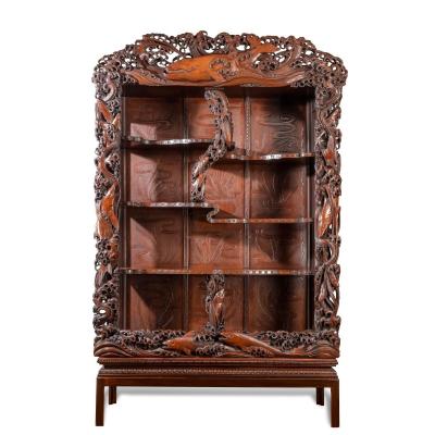  Noguchi of Yokohama A superb Meiji period hard wood display cabinet by Noguchi of Yokahama