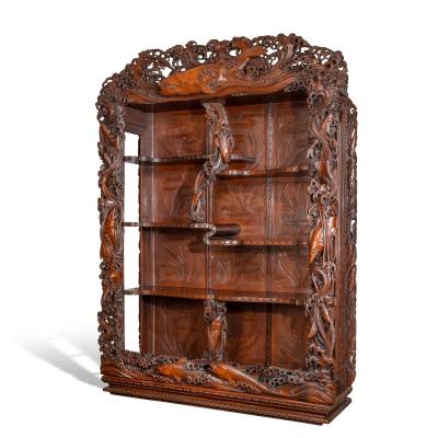  Noguchi of Yokohama A superb Meiji period hard wood display cabinet by Noguchi of Yokahama