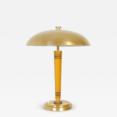  Nordiska Kompaniet Art Deco Brass and Birch Table Lamp Nordiska Kompaniet Sweden 1940s