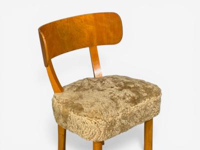  Nordiska Kompaniet Axel Einar Hjorth Rare Birka Chairs Birch Honey Sheepskin Sweden 1930s