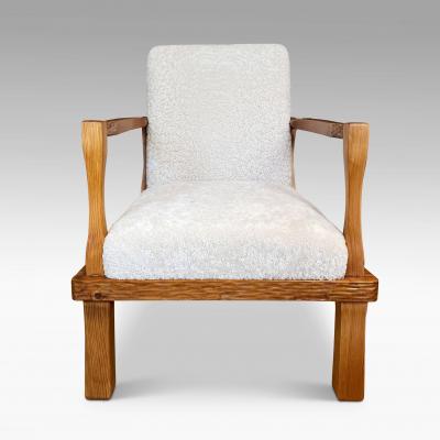  Nordiska Kompaniet Exceptional Pair of Gouged Pine Lounge Chairs Attributed to Axel Einar Hjorth