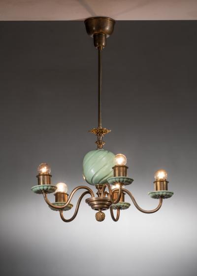  Nordiska Kompaniet Nordiska Kompaniet brass and ceramic chandelier