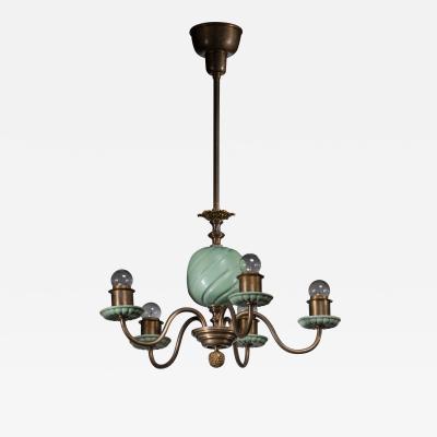  Nordiska Kompaniet Nordiska Kompaniet brass and ceramic chandelier