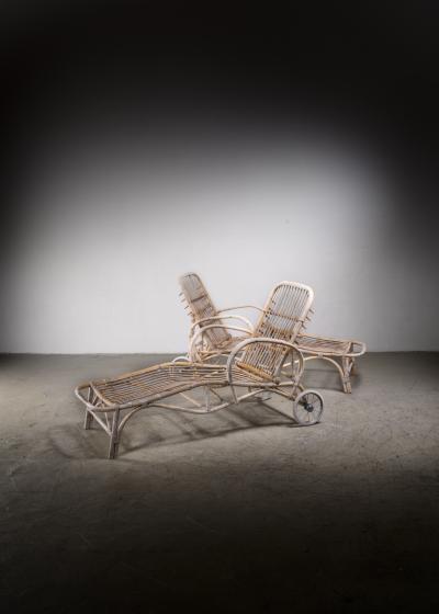  Nordiska Kompaniet Pair of Nordiska reclining garden chaises