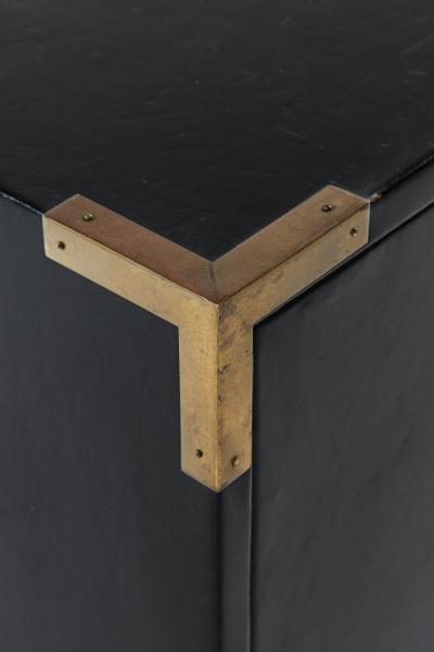  Nordiska Kompaniet Rare Freestanding Bureau in Brass and Leather by Ove Feuk 1960s
