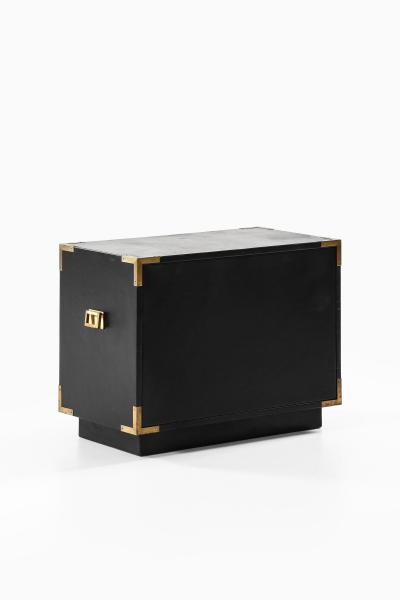  Nordiska Kompaniet Rare Freestanding Bureau in Brass and Leather by Ove Feuk 1960s