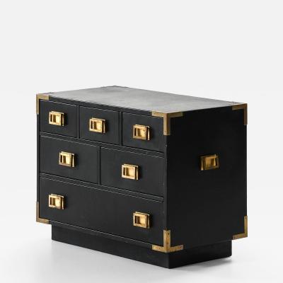  Nordiska Kompaniet Rare Freestanding Bureau in Brass and Leather by Ove Feuk 1960s