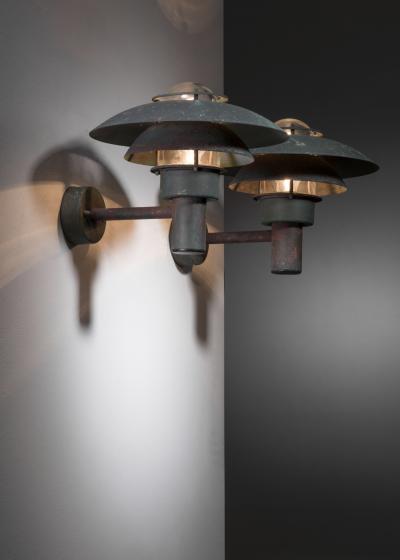  Nordlux Pair of Nordlux copper outdoor wall lamps