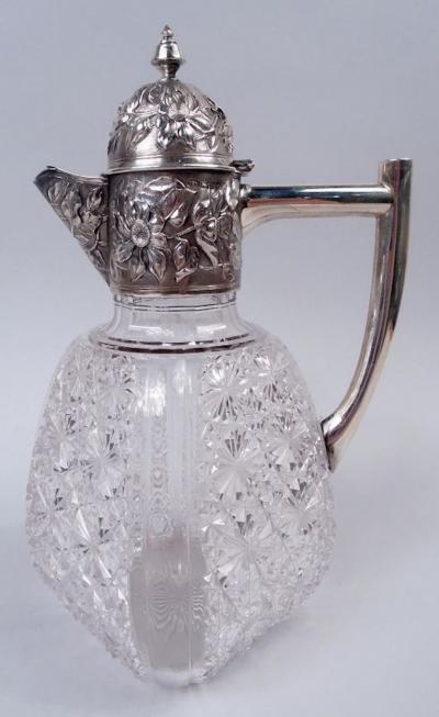  Norton White Pretty English Victorian Sterling Silver Cut Glass Decanter 1889