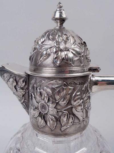  Norton White Pretty English Victorian Sterling Silver Cut Glass Decanter 1889