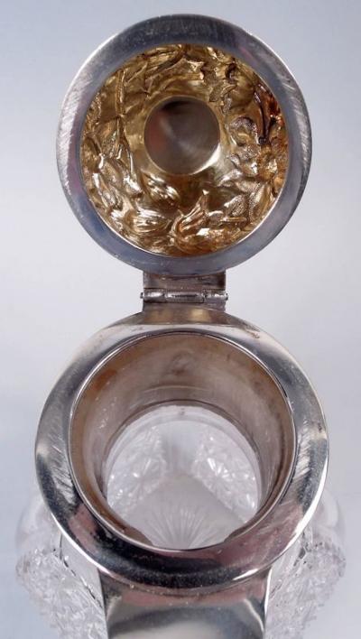  Norton White Pretty English Victorian Sterling Silver Cut Glass Decanter 1889