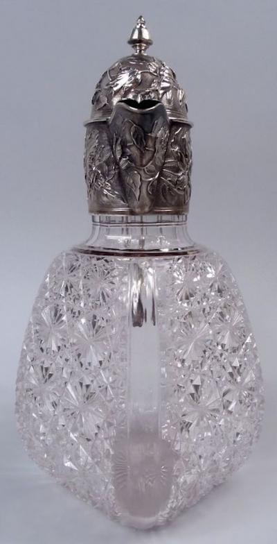  Norton White Pretty English Victorian Sterling Silver Cut Glass Decanter 1889