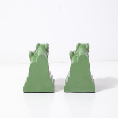  Nuart Creations Pair of Green Enameled Double Greyhound Bookends signed Nuart Creations