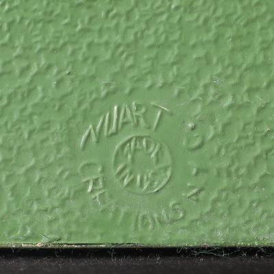  Nuart Creations Pair of Green Enameled Double Greyhound Bookends signed Nuart Creations