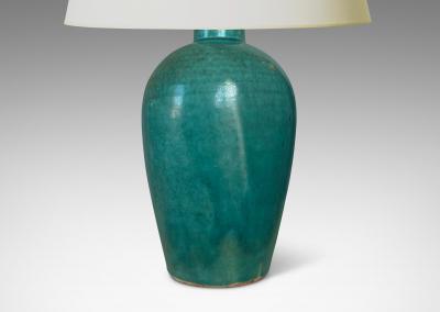  Nylund Krebs Art Deco Functionalist Table Lamp in Turquoise Glaze by Nylund Krebs