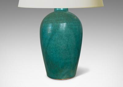  Nylund Krebs Art Deco Functionalist Table Lamp in Turquoise Glaze by Nylund Krebs