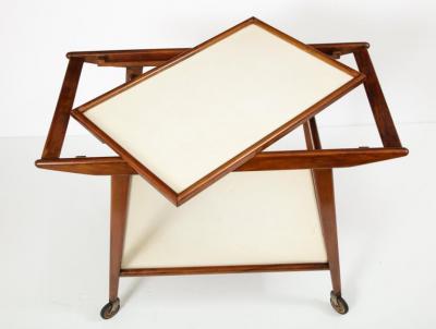 OCA Mid Century Modern Brazilian Tea Cart in Hardwood and Formica by OCA 1950s