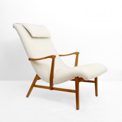  OPE OPE M BLER FAUX SHEEPSKIN LOUNGE CHAIR CIRCA 1950 J NK PING SWEDEN