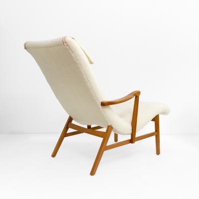  OPE OPE M BLER FAUX SHEEPSKIN LOUNGE CHAIR CIRCA 1950 J NK PING SWEDEN