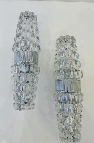  OTHR French 1970s Space Age Othr Crystal Mid Century Wall Lamps