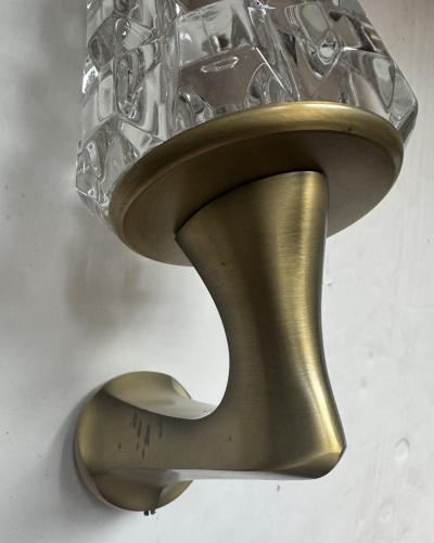  OTHR Pair of 1970s French Crystal Othr Mid Century Wall Lamps