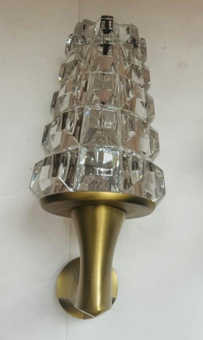  OTHR Pair of 1970s French Crystal Othr Mid Century Wall Lamps