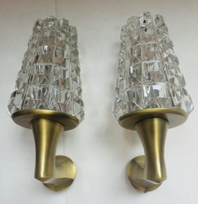  OTHR Pair of 1970s French Crystal Othr Mid Century Wall Lamps