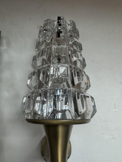  OTHR Pair of 1970s French Crystal Othr Mid Century Wall Lamps