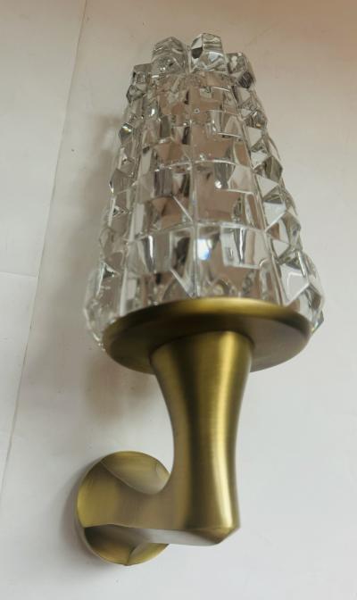  OTHR Pair of 1970s French Crystal Othr Mid Century Wall Lamps