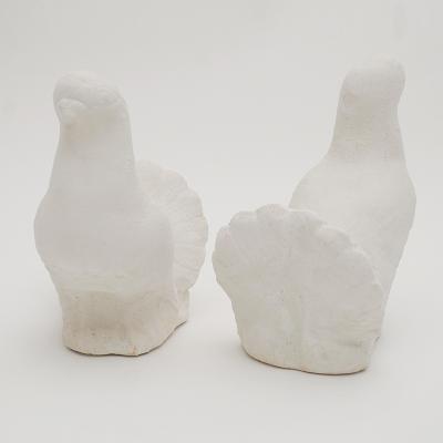 Oak Design Studios PAIR OF WHITE DOVES Cement sculptures for indoor or outdoor