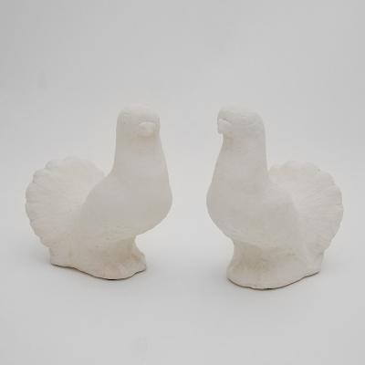 Oak Design Studios PAIR OF WHITE DOVES Cement sculptures for indoor or outdoor