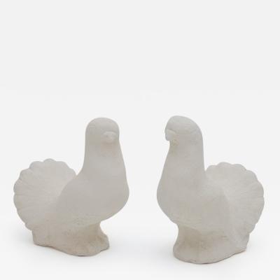  Oak Design Studios PAIR OF WHITE DOVES Cement sculptures for indoor or outdoor