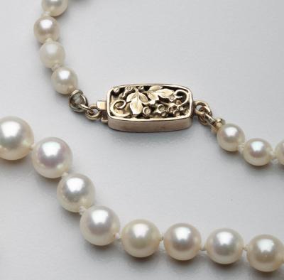  Oakes Studio American Arts Crafts Period Pearl Necklace w Gold Clasp by The Oakes Studios