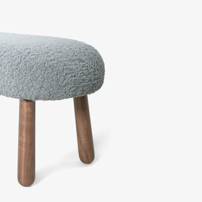  Object Refinery Wooly Bench in Gray Faux Lambswool Walnut by Object Refinery