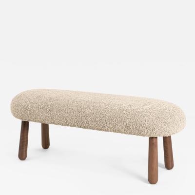  Object Refinery Wooly Bench in Natural Faux Lambswool Walnut by Object Refinery