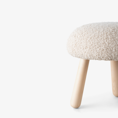  Object Refinery Wooly Ottoman in Natural Faux Lambswool Maple by Object Refinery