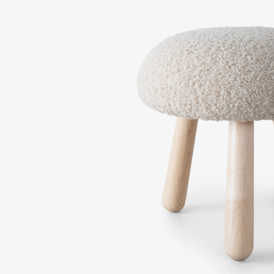  Object Refinery Wooly Ottoman in Natural Faux Lambswool Maple by Object Refinery